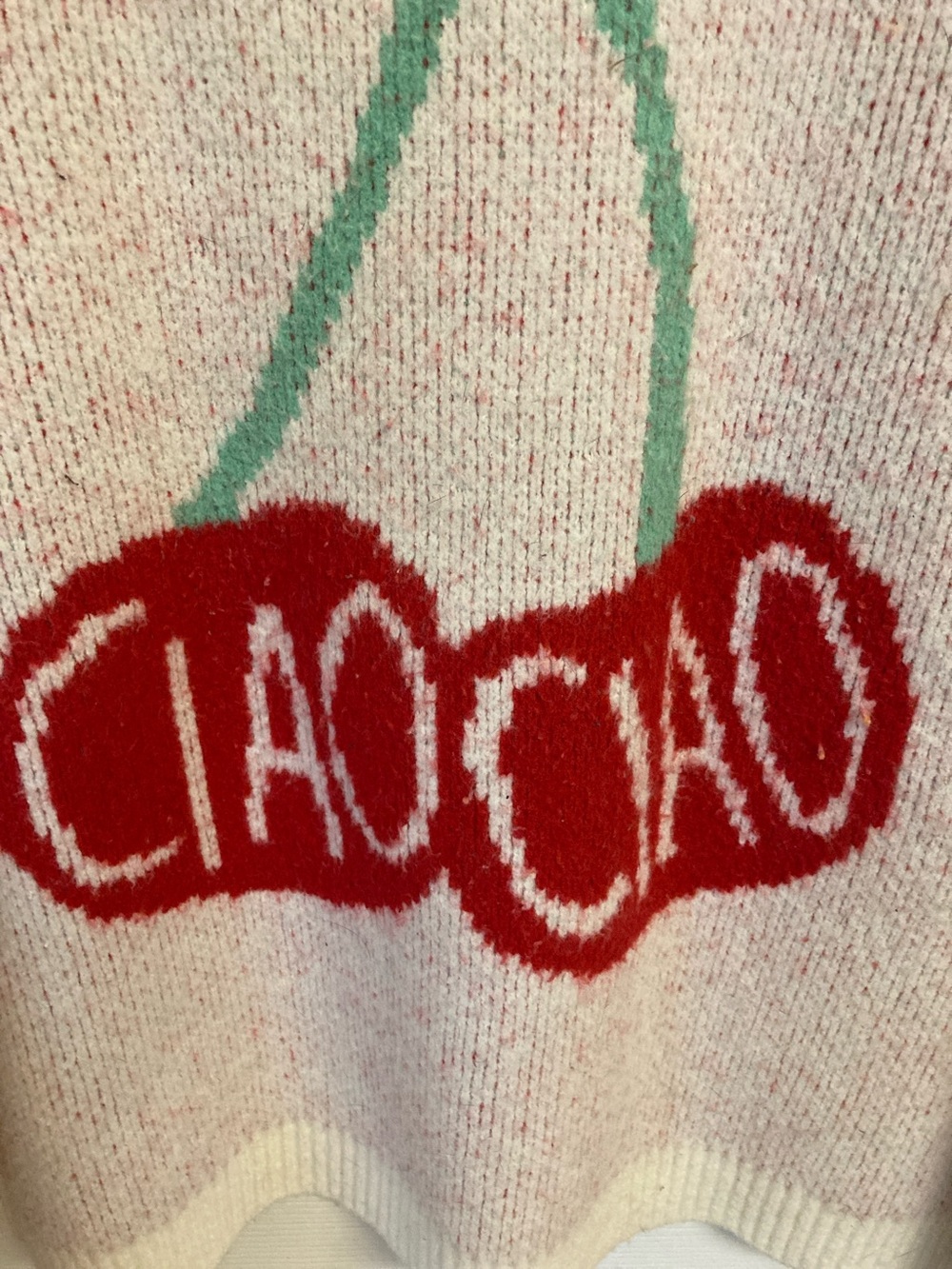 a new day Cream Knit Crewneck Sweater with Red Cherry Ciao Ciao - Picture 3 of 6